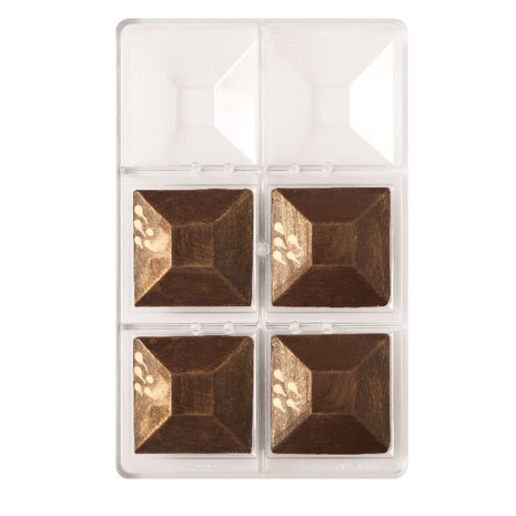 Decora Professionele polycarbonaat chocoladevorm, klein vierkant bord, 6 vormen
