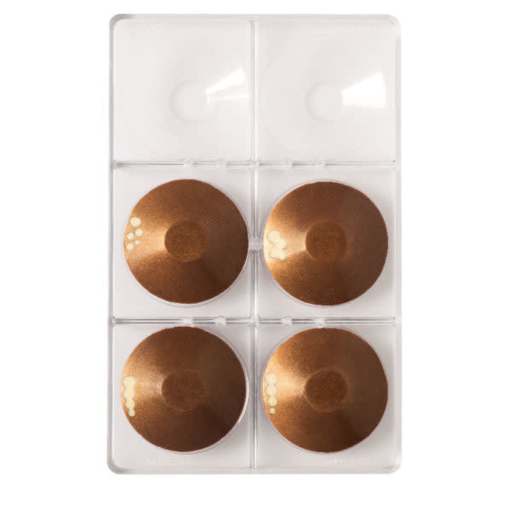 Decora Professionele polycarbonaat chocoladevorm, klein rond bord, 6 vormen Decora Professionele polycarbonaat chocoladevorm, klein rond bord, 6 vormen