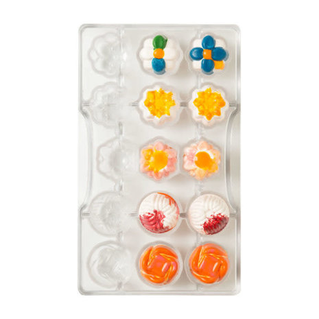 Decora Professional polycarbonate praline mold, Spring, 15 cavities Decora Professional polycarbonate praline mold, Spring, 15 cavities