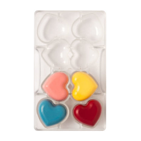 Decora Professional polycarbonate chocolate mold, small heart with base, 8 cavities Decora Professional polycarbonate chocolate mold, small heart with base, 8 cavities