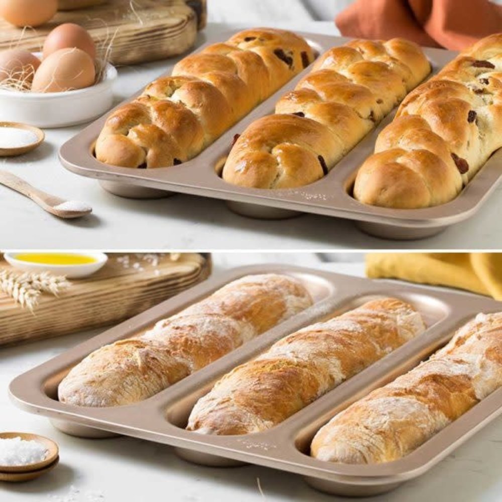 Decora Non-stick metal baguette pan, rose gold finish, 38 x 32 cm Decora Non-stick metal baguette pan, rose gold finish, 38 x 32 cm