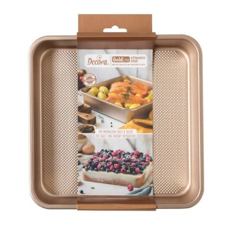 Decora Antiaanbak metalen vierkante cakevorm, rose gold-afwerking, 24,5 x 24,5 x 5,5 cm Decora Antiaanbak metalen vierkante cakevorm, rose gold-afwerking, 24,5 x 24,5 x 5,5 cm
