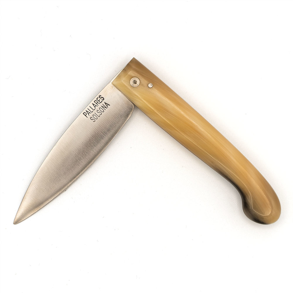 Pallares Solsona Pastor 9cm carbon steel folding knife ox horn