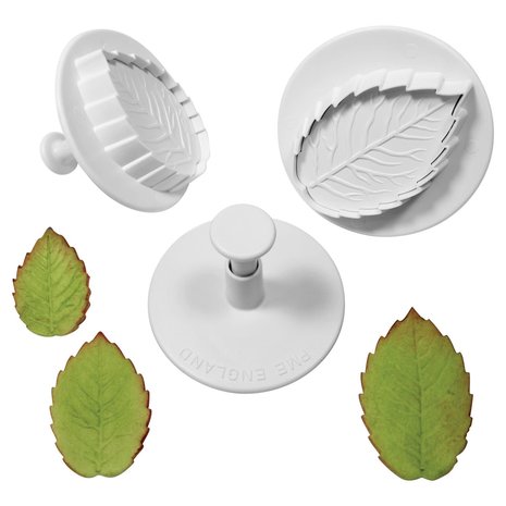 PME Foliage plunger cutters – larger veined rose leaf set of 3