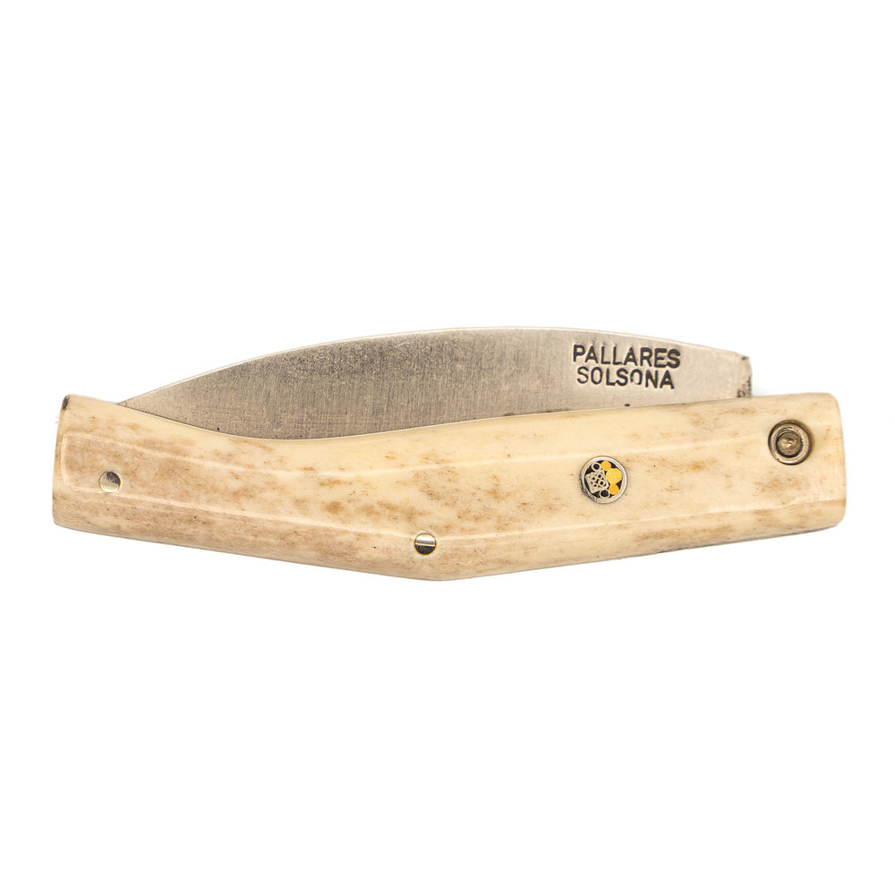 Pallares Solsona Busa carbonstalen 8cm klapmes hertenhoorn gepolijst