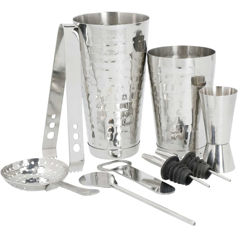 BarCraft 8 piece Boston shaker cocktail set hammered stainless steel BarCraft 8 piece Boston shaker cocktail set hammered stainless steel
