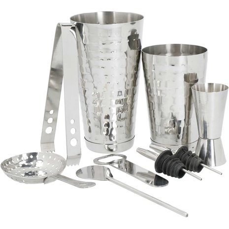 BarCraft 8 piece Boston shaker cocktail set hammered stainless steel BarCraft 8 piece Boston shaker cocktail set hammered stainless steel