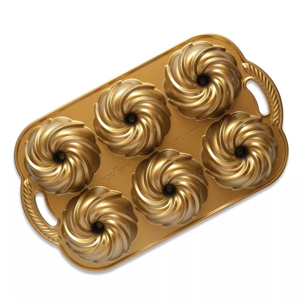 Nordic Ware Swirl Bundtlette Pan GOLD