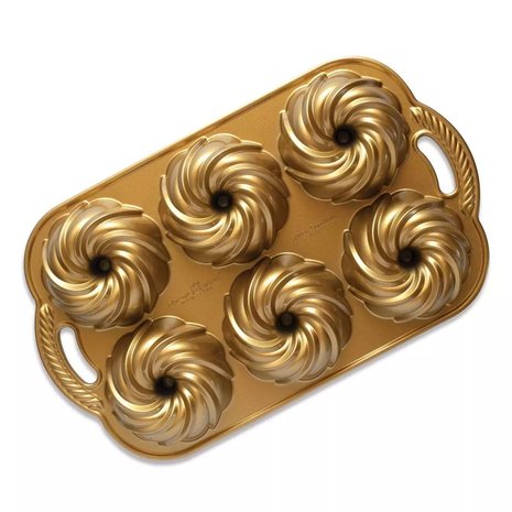 Nordic Ware Swirl Bundtlette Pan GOLD