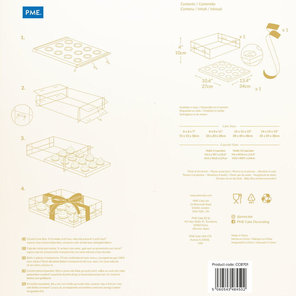 PME Cake box for 12 cupcakes (34x27x10cm) PME Cake box for 12 cupcakes (34x27x10cm)