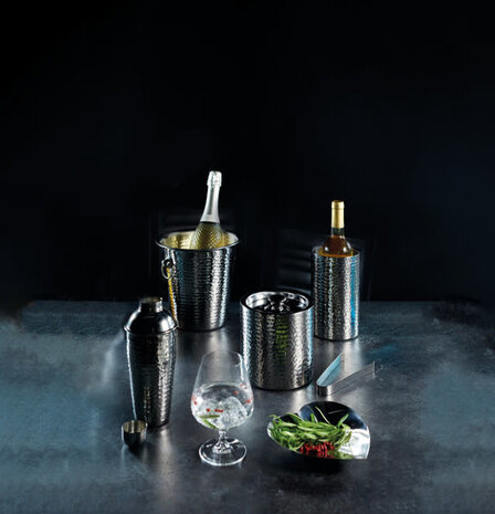 BarCraft Wine / Champagne cooler hammered stainless steel BarCraft Wine / Champagne cooler hammered stainless steel