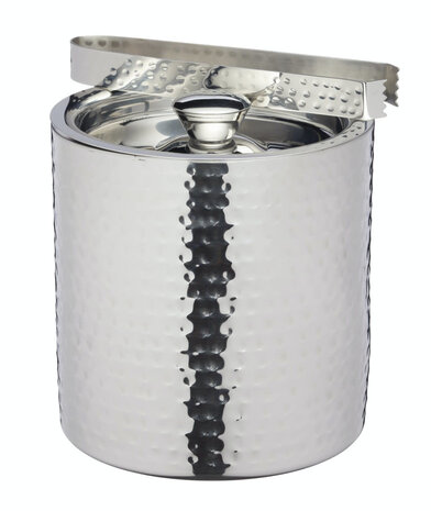 BarCraft Double-walled hammered stainless steel ice bucket with tongs BarCraft Double-walled hammered stainless steel ice bucket with tongs