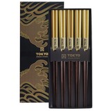 Tokyo Design Studio 5 sets eetstokjes goud in giftbox
