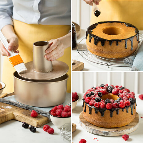 Decora Antiaanbak metalen chiffoncakevorm met dubbele bodem, ⌀20,5 x 10 cm