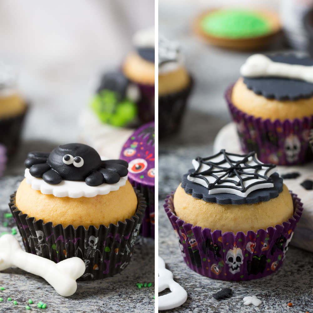 Decora Cupcakevormpjes Halloween paars / zwart "Happy Halloween" 36 stuks