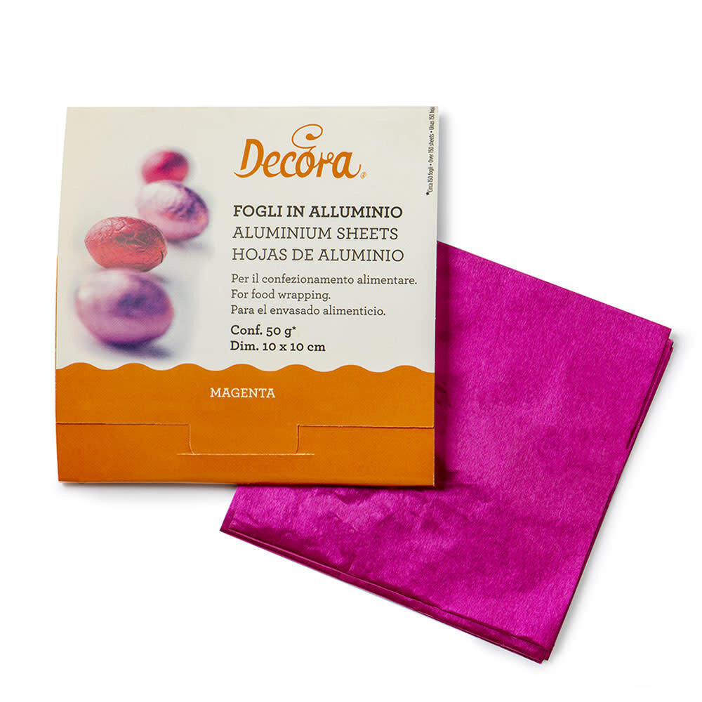 Decora Magenta colored aluminum foil sheets for wrapping chocolates Decora Magenta colored aluminum foil sheets for wrapping chocolates
