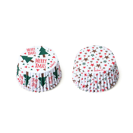 Decora Christmas trees and stars paper muffin cases, ⌀50 x 32 mm, 36 pieces