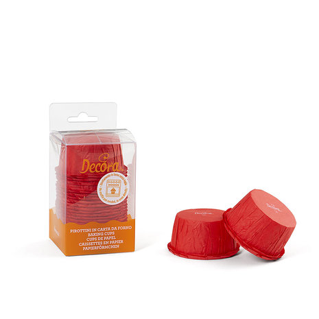 Decora 25 crinkled cake cups red