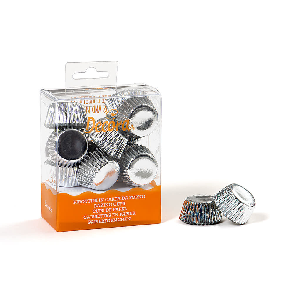 Decora 180 silver mini baking cups / bonbon cups 27x17mm