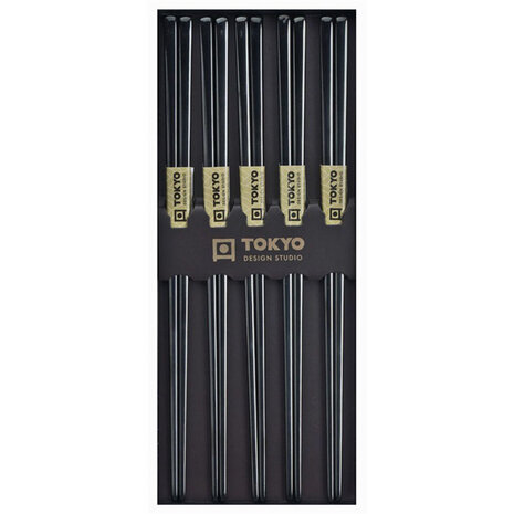 Tokyo Design Studio 5 sets of chopsticks Stainless Steel Black in gift box