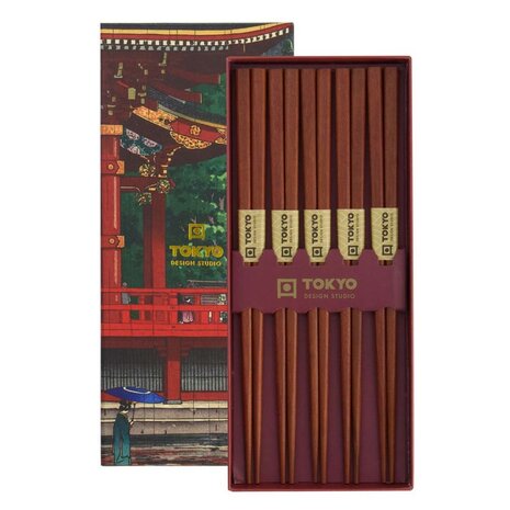 Tokyo Design Studio 5 sets of chopsticks Plain Brown in gift box Tokyo Design Studio 5 sets of chopsticks Plain Brown in gift box