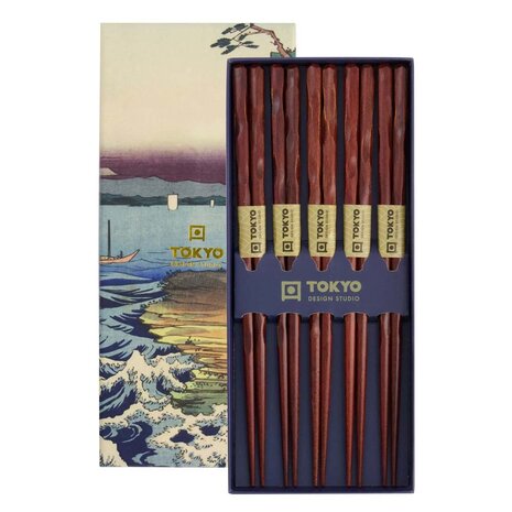 Tokyo Design Studio 5 sets of chopsticks Twist Brown in gift box