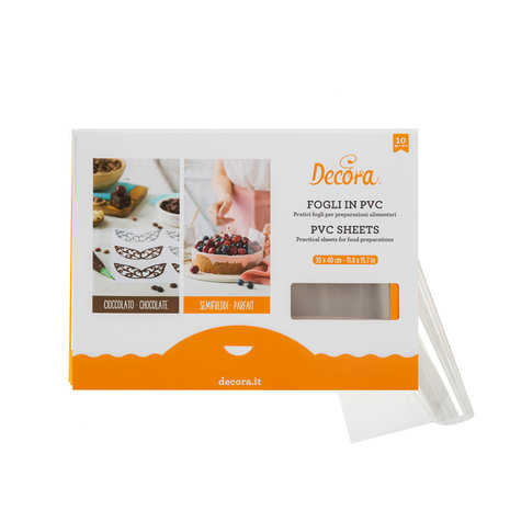 Decora Voedselveilige pvc-vellen (chocolade-acetaat), 30 x 40 cm Decora Voedselveilige pvc-vellen (chocolade-acetaat), 30 x 40 cm