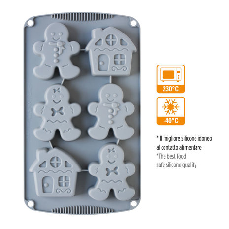 Decora Platinum siliconen gingerbread vorm, 6 vormen, 30 x 17 cm