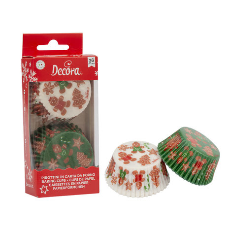 Decora Gingerbread family papieren muffinvormpjes, ⌀50 x 32 mm, 36 stuks