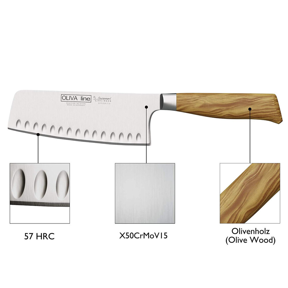 Burgvogel Oliva Line scalloped Chinese chef's knife 17cm Burgvogel Oliva Line scalloped Chinese chef's knife 17cm