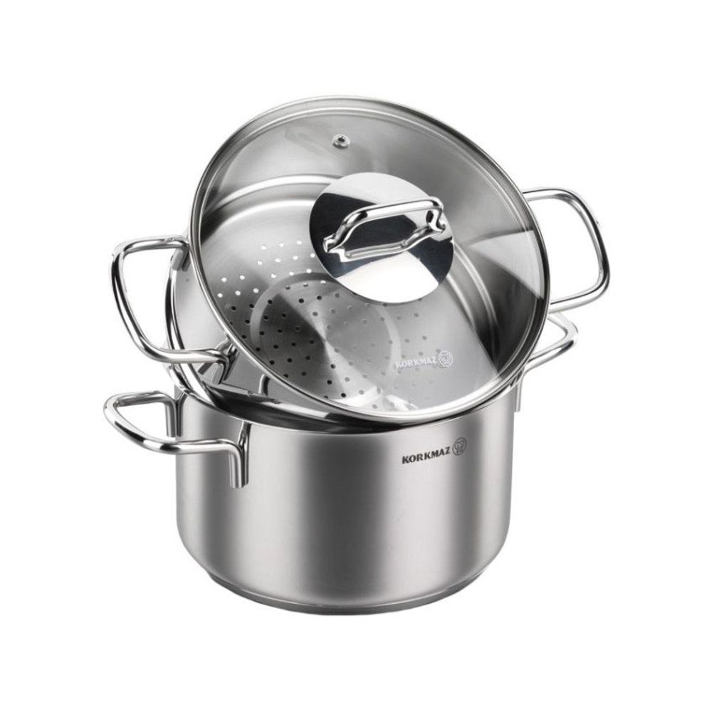 Korkmaz Perla cooking pot with steamer 20x12+10cm with lid