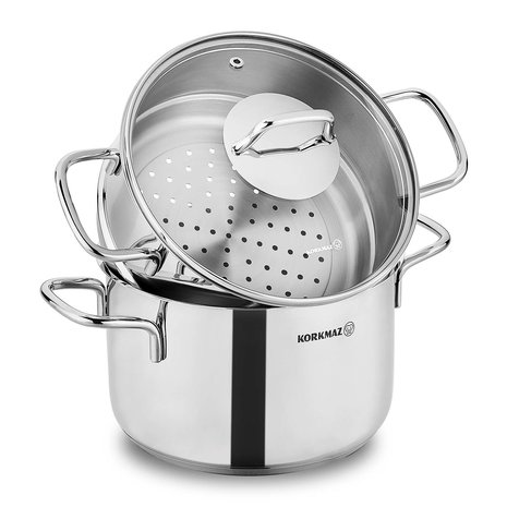Korkmaz Perla cooking pot with steamer 24x15+12cm with lid