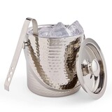 BarCraft Double-walled hammered ice bucket with tongs