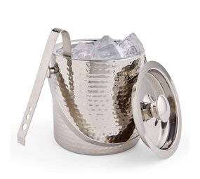 BarCraft Double-walled hammered ice bucket with tongs BarCraft Double-walled hammered ice bucket with tongs
