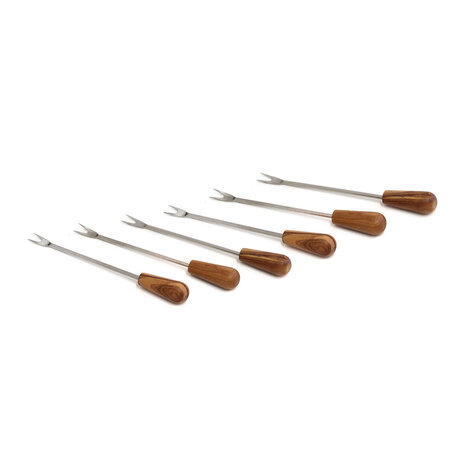 Calder 6 cocktail sticks with olivewood knobs Calder 6 cocktail sticks with olivewood knobs
