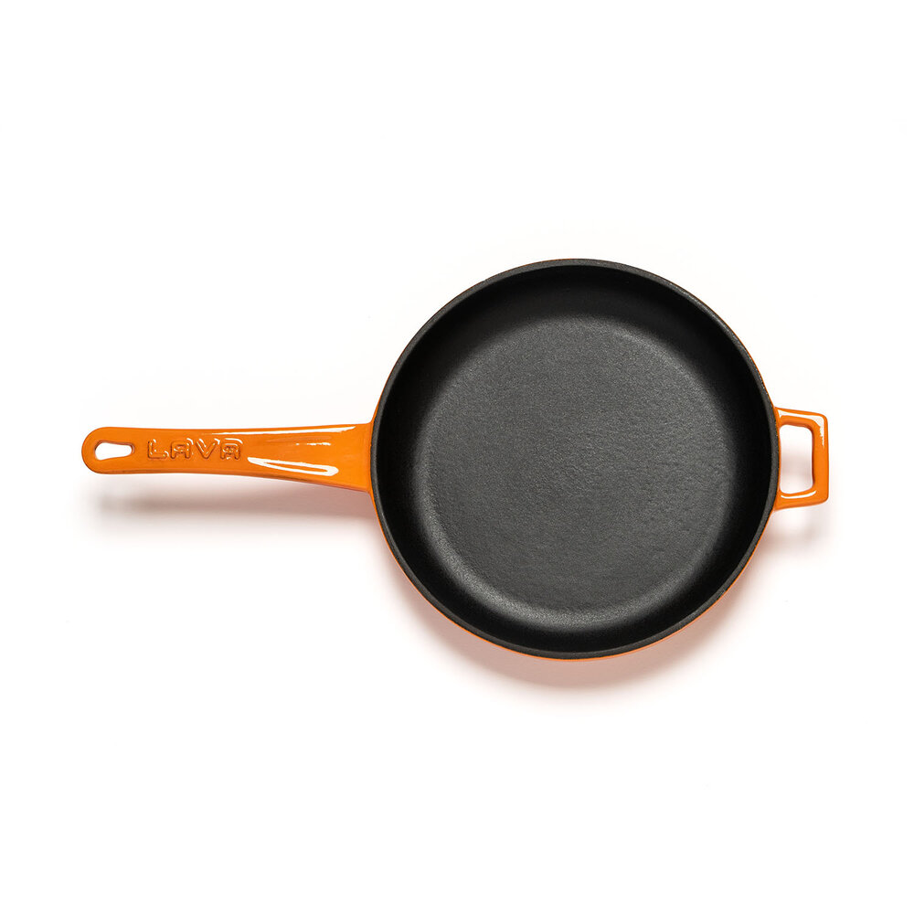 Lava Geëmailleerde gietijzeren skillet 20cm oranje