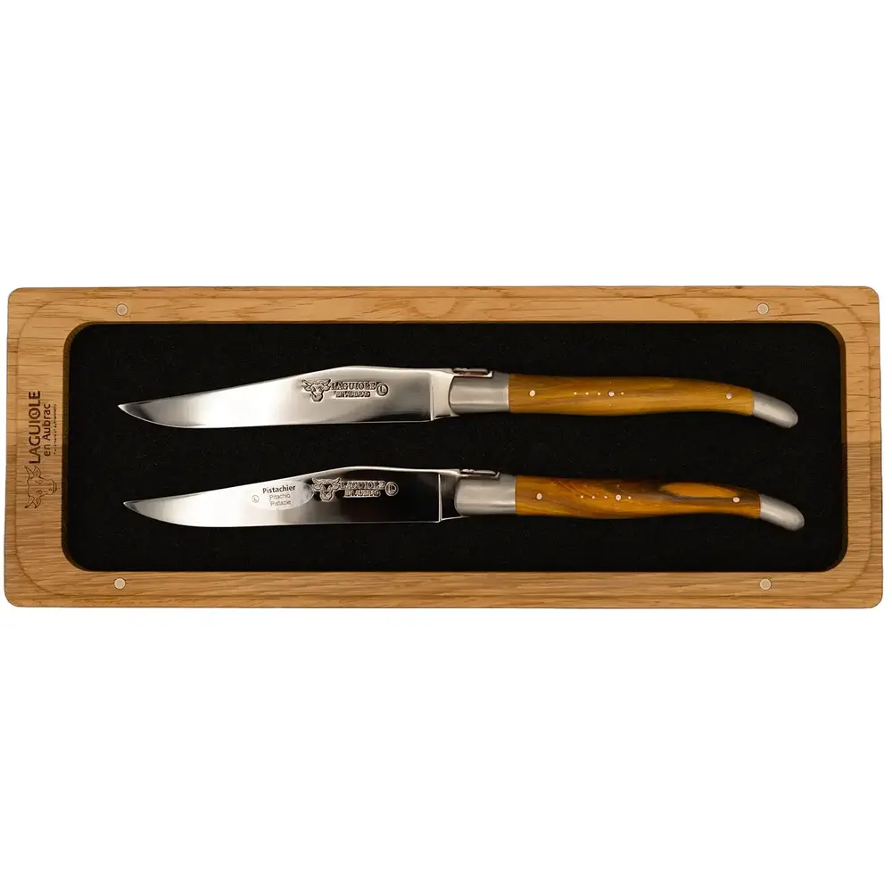 Laguiole en Aubrac 2 pistachio wood steak knives Laguiole en Aubrac 2 pistachio wood steak knives