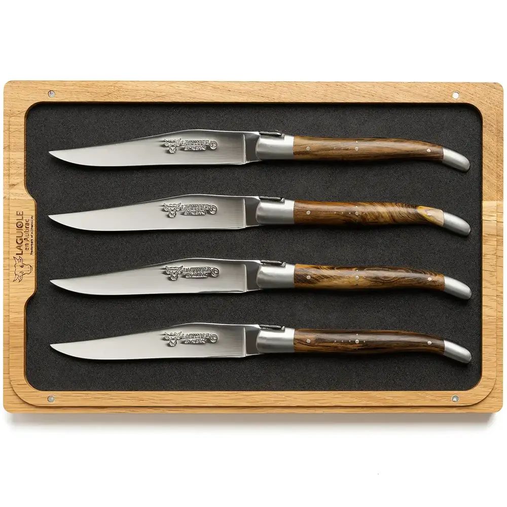 Laguiole en Aubrac 4 pistachio wood steak knives Laguiole en Aubrac 4 pistachio wood steak knives