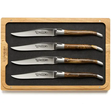 Laguiole en Aubrac 4 pistachio wood steak knives Laguiole en Aubrac 4 pistachio wood steak knives