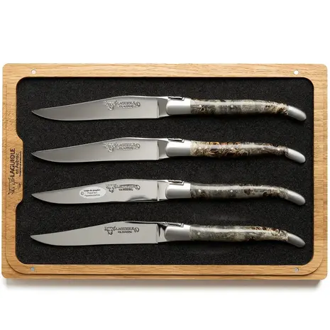 Laguiole en Aubrac 4 poplar wood steak knives Laguiole en Aubrac 4 poplar wood steak knives