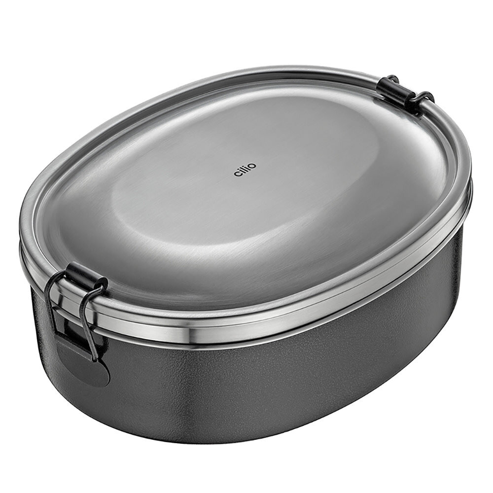 Cilio Ovale mat RVS lunchbox 18x14x6cm Cilio Ovale mat RVS lunchbox 18x14x6cm