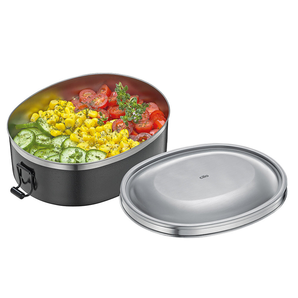 Cilio Ovale mat RVS lunchbox 18x14x6cm Cilio Ovale mat RVS lunchbox 18x14x6cm