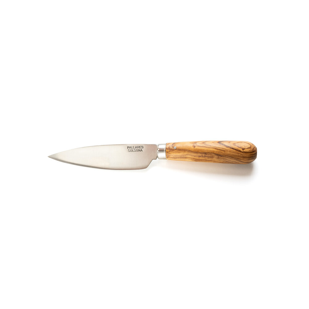 Pallares Solsona Carbon steel rounded kitchen knife 9cm with olivewood handle