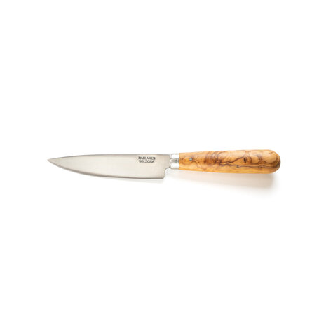Pallares Solsona Carbon steel straight kitchen knife 10cm with olivewood handle Pallares Solsona Carbon steel straight kitchen knife 10cm with olivewood handle