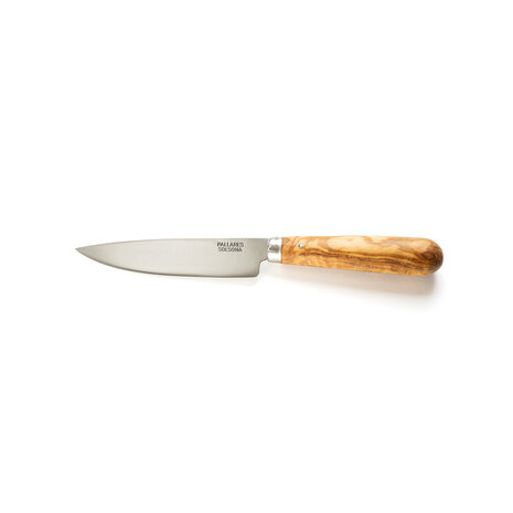 Pallares Solsona Carbon steel straight kitchen knife 10cm with olivewood handle Pallares Solsona Carbon steel straight kitchen knife 10cm with olivewood handle