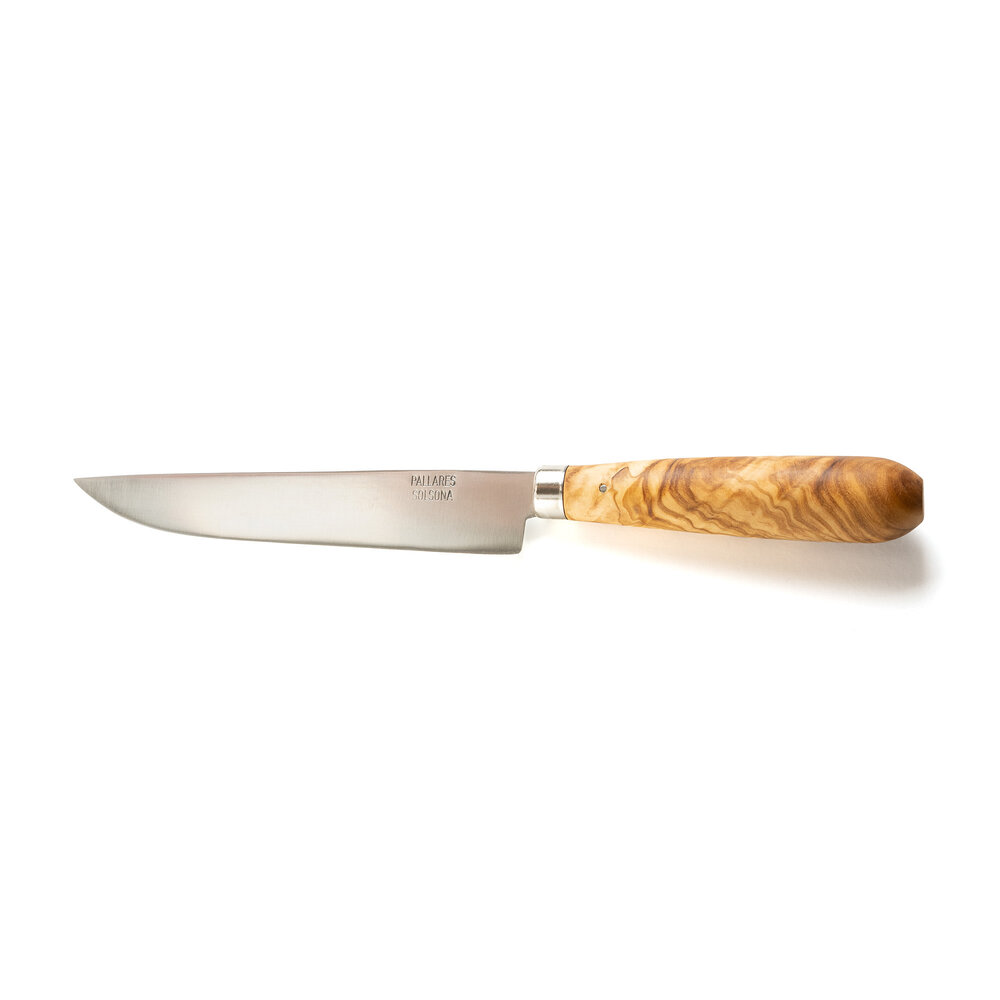 Pallares Solsona Carbon steel straight kitchen knife 15cm with olivewood handle Pallares Solsona Carbon steel straight kitchen knife 15cm with olivewood handle