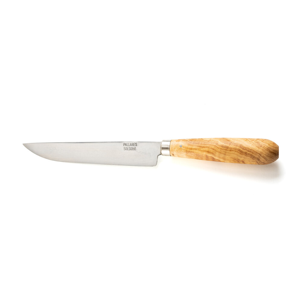 Pallares Solsona Carbon steel straight kitchen knife 15cm with olivewood handle Pallares Solsona Carbon steel straight kitchen knife 15cm with olivewood handle