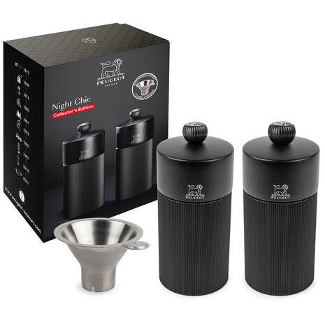 Peugeot Night Chic 12cm pepper & salt mill gift set Peugeot Night Chic 12cm pepper & salt mill gift set