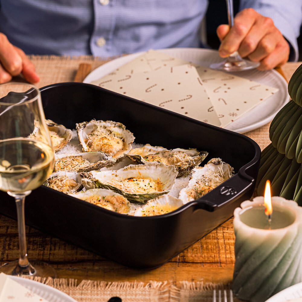 Peugeot Appolia rechthoekige keramische ovenschaal 40cm Noir Satin Peugeot Appolia rechthoekige keramische ovenschaal 40cm Noir Satin