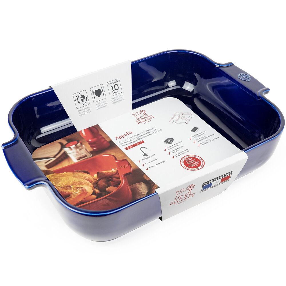 Peugeot Appolia rechthoekige keramische ovenschaal 40cm Bleu Peugeot Appolia rechthoekige keramische ovenschaal 40cm Bleu